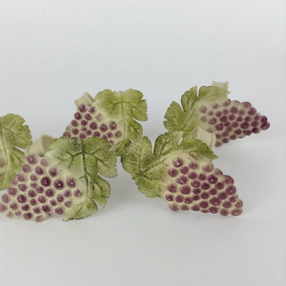 Set of Six Metal Grape Cluster Napkin Rings Purple Grapes Green Leaves - Picture 7 of 8